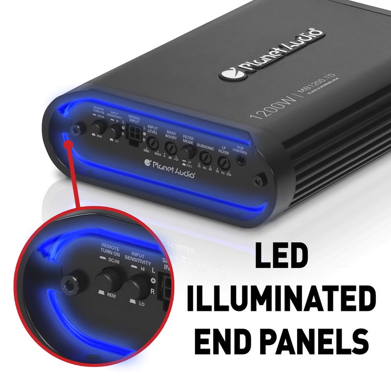 Planet Audio MB1200.1D Mini Bang Series Class D Car Amplifier - 1200 High Output, Low/High Level Inputs, Low/High Pass Crossover, Bass for Subwoofer - Image 3